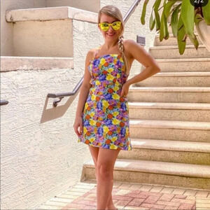 Zara "NWOT" Bohemian Floral Backless Criss Cross Dress With Shorts Size S